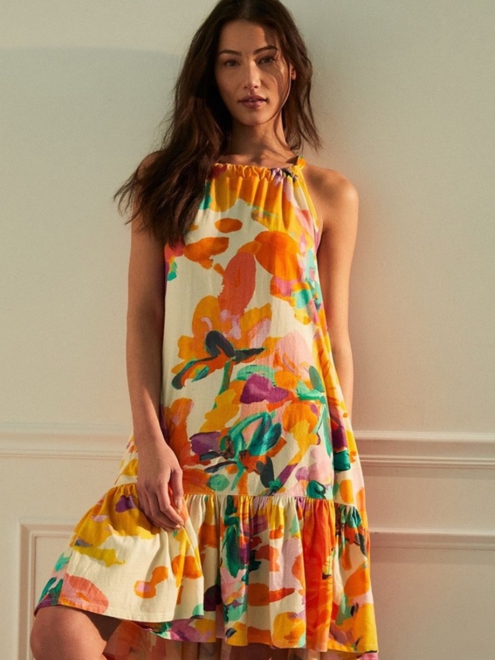 Anthro Daily Practice Frida Halter Floral Dress XS